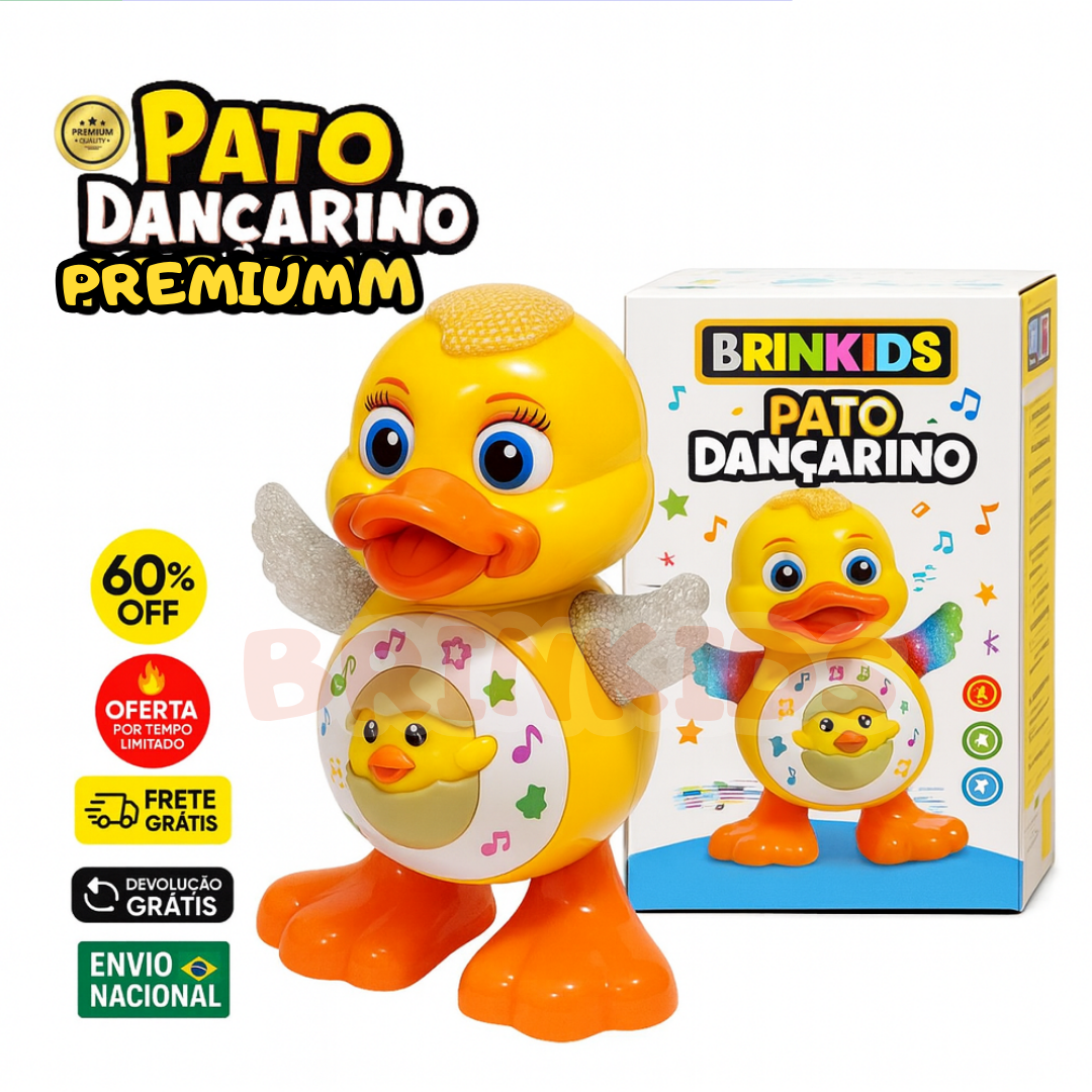 Pato Dançarino Premium Brinkids — 60% OFF (Estoque no Brasil)