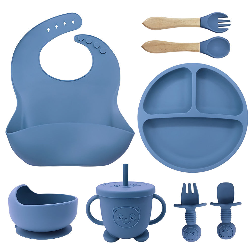 Kit de Silicone Alimentação Infantil com 8 Peças Completo