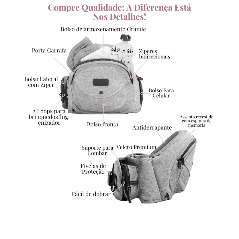Canguru Ergonômico Arkemis Baby Comfort - Melhor Canguru para Bebês de 0 a 3 Anos