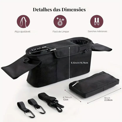 Organizador de Carrinho Arkemis - Porta-objetos Multifuncional para Bebês e Mamães