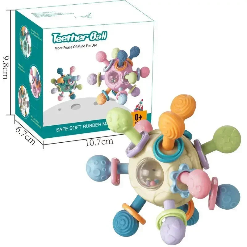 Mordedor Chocalho e Massageador de Silicone para Bebês