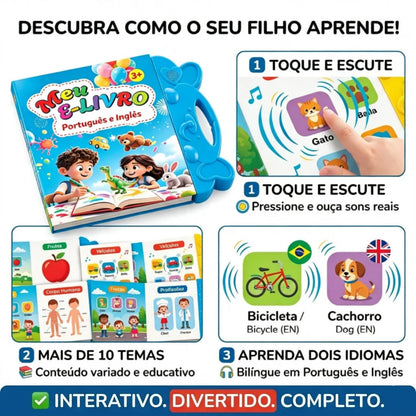 Livro Interativo Falante Bilíngue para crianças - Português e Inglês