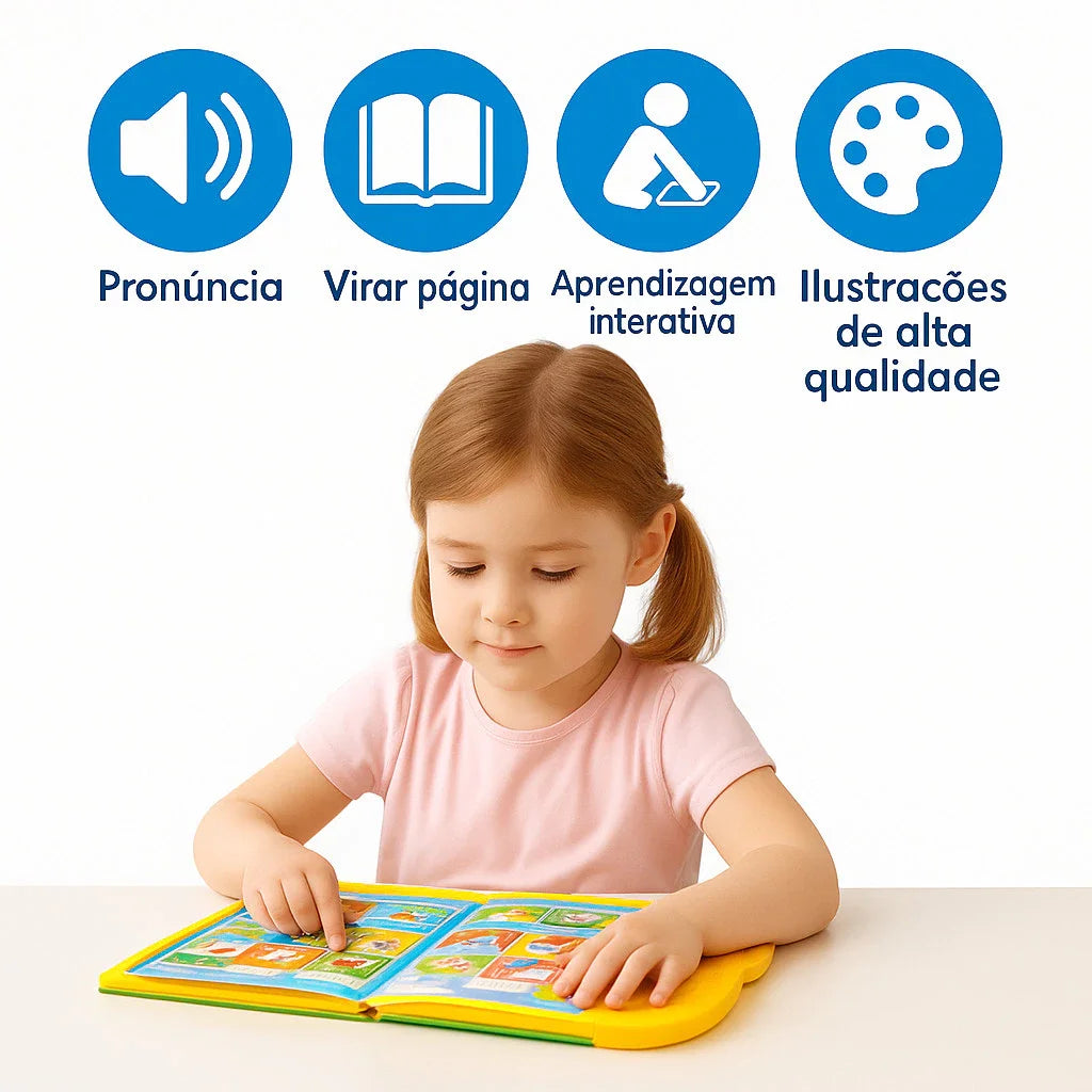 Livro Interativo Falante Bilíngue para crianças - Português e Inglês
