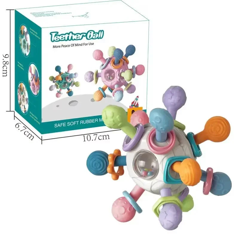 Mordedor Chocalho e Massageador de Silicone para Bebês