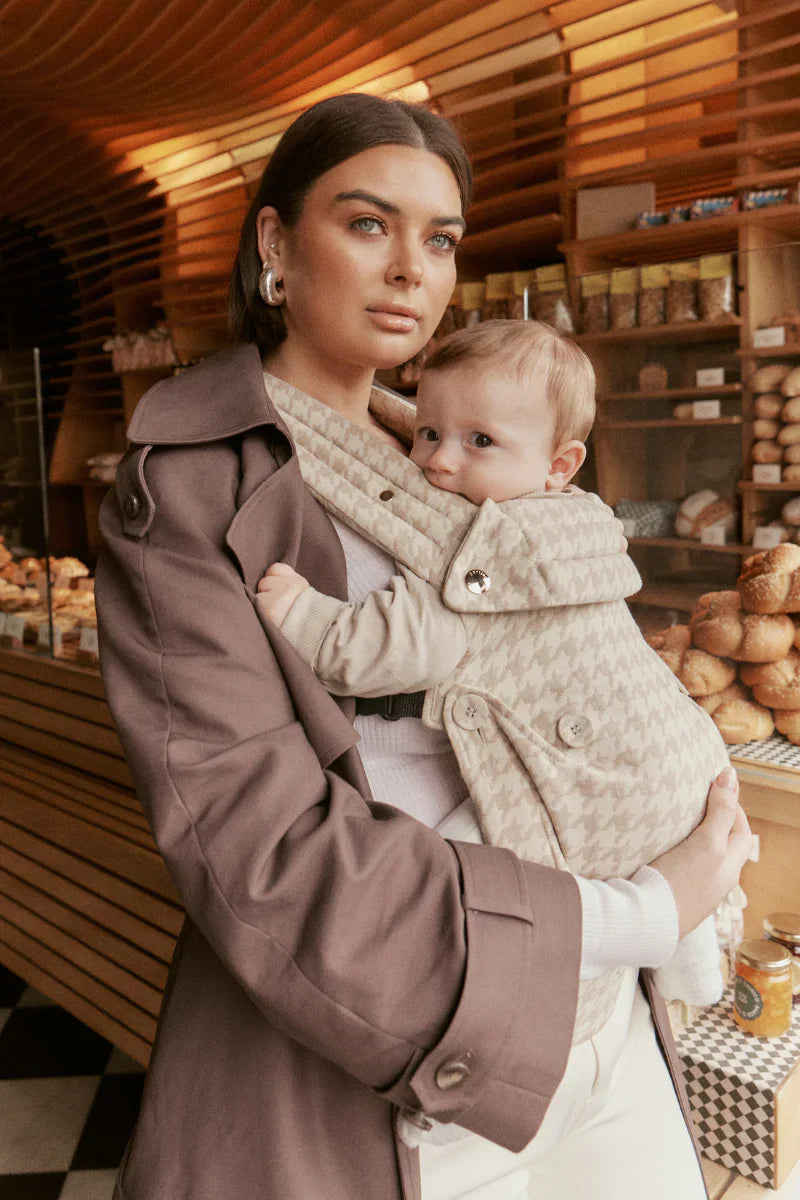 Arkemis Lumi Baby Carrier - Elegante e Confortável - Pied de Poule  Bege
